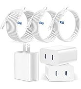 iPhone 15 16 17 Pro Max Charger Fast Charging,3 Pack 45W Dual Port USB C Charger Block with 3/6/1...