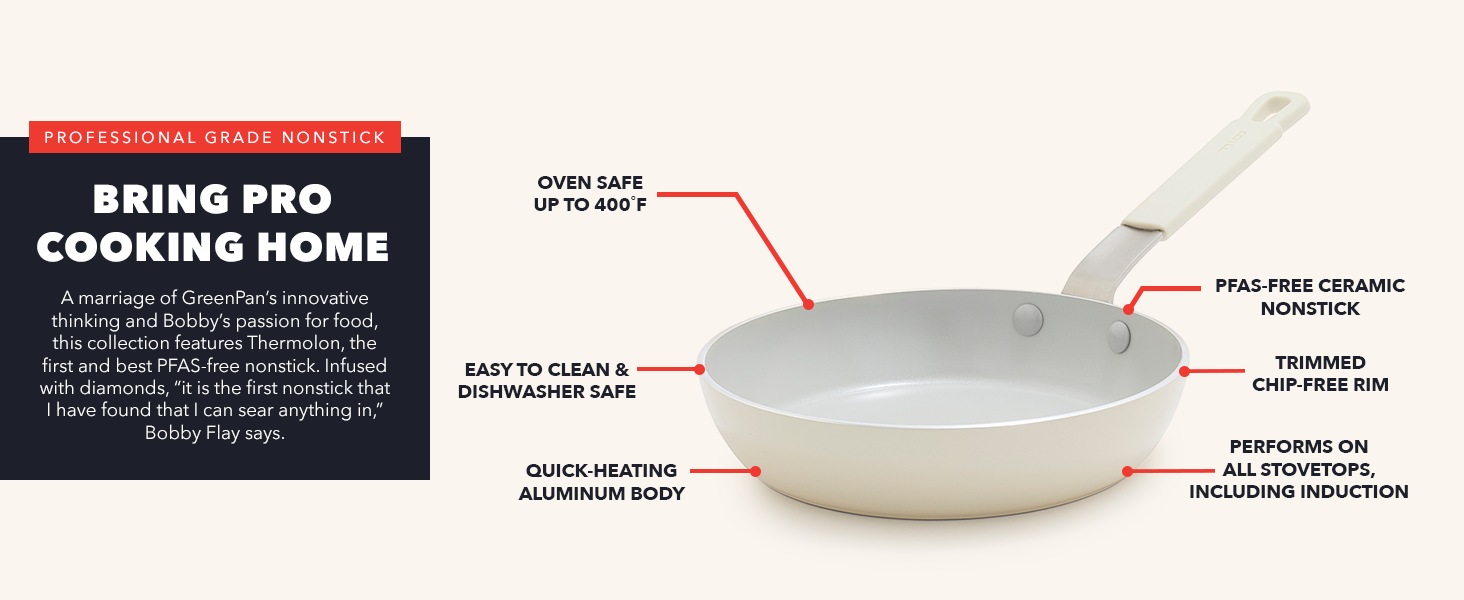 GreenPan, Ceramic Nonstick, PFAS-Free, Non-Toxic, Cookware, Frypans, Bobby Flay