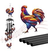 Chicken Wind Chimes for Outside, Black Metal Windchimes Outdoors, Chickens Gifts for Women/Men, G...