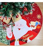 48 Inch Red Santa Claus with Snowflake Christmas Tree Skirt for Holiday Party Christmas Decorations