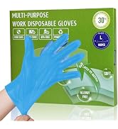 GENERALCARE 100PCS Disposable Plastic Gloves for Food Handling, Cooking, Service | Blue | Size L?