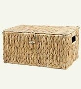 ORDELITE Large Wicker Basket with Lid, Rectangular Water Hyacinth Storage Baskets for Organizing,...