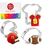 Football Cookie Cutters 3-Pc Set Made in the USA by Ann Clark, Football, Helmet, Jersey
