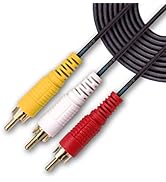 SatelliteSale 3-Male to 3-Male RCA Audio Video AV Composite Cable PVC Black Cord (3 feet)