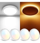 Fairdeer 4Pack 7 Inch LED Flush Mount Ceiling Lights with Night Light, 15W 1500LM 3000K Warm to 6...