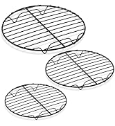 P&P CHEF Round Cooking Rack, Cooling Rack for Steamer, 7.5+9+10.5”, Black | 3 Pack Stainless Stee...
