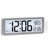 Soobest 8.5 Inch Digital Wall Clock Battery Operated with Backlight, Temperature, Date, Day & Aut...