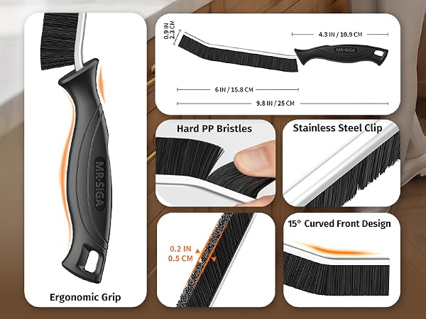 MR.SIGA Crevice Cleaning Brush, Grout Scrub Brush,
