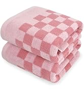 Jacquotha Ultra Soft Bath Towels for Bathroom(Pink Checkered), Quick Dry Towels Set of 2, Gifts f...