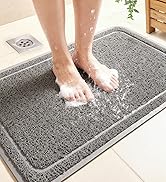 GORILLA GRIP Exfoliating Bath and Shower Mat, Textured Backing, 35x16 Soft Loofah-Style Foot Scru...