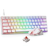 BlueFinger 60% Mechanical Gaming Keyboard and Mouse Combo - RGB Rainbow Backlit 61 Keys Red Switc...