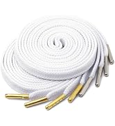 YJRVFINE Solid Flat Shoe Laces: Metal Tips Thick Shoelaces for Sneakers 2 Pair