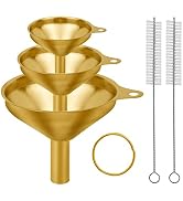 Snailhouse Small Funnels, 3 Pack Stainless Steel Mini Metal Food Funnel with Cleaning Brush Set f...