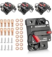 RED WOLF 4 Pack 300Amp Circuit Breaker Manual Reset Switch w/6 AWG 1/4” Battery Wire Lug Ring Ter...