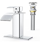 RUACQ Waterfall Bathroom Faucet,Single Handle Bathroom Sink Faucets for 1 or 3 Hole, Stainless St...