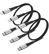 2FT USB C to Lightning Cable Short, 3Pack iPhone Charging Cable USB C Braided 2 Foot Type C to Li...