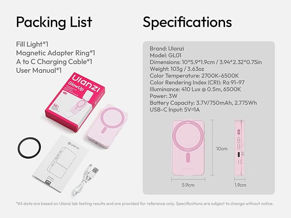 GL01 Magnetic Selfie Light LED Dual Fill for MagSafe iPhone