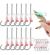 12Pcs Luminous Live Shrimp Hooks, High Carbon Steel Barbed Hooks Saltwater Corrosion-Resistant, f...