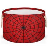 Red Spider Web Storage Baskets - Large Nursery Organizer Bin Box with Handles Collapsible Round L...