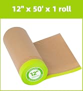Tangibay Pre-Taped Masking Paper for Painting - 12 inch x 50 feet Tape and Drape Painters Paper, ...
