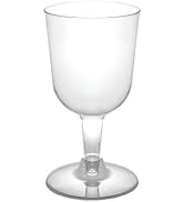 Party Essentials Disposable Hard Plastic Two Pieces Wine Glasses, 100-Count, 5.5-Ounce, Clear