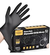 TitanFlex Heavy-Duty Black Disposable Nitrile Gloves, Box of 100, 6-mil, Fully Textured, Powder-F...