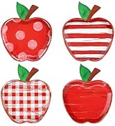 FYSUIMU 40 Pcs Red Apples Paper Plates 4 Designs Back to School Disposable Plates First Day of Sc...