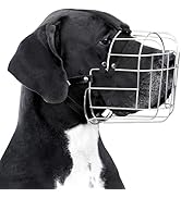 BRONZEDOG Dog Metal Muzzle Wire Basket Great Dane Mastiff Saint Bernard Mask with Leather Straps ...