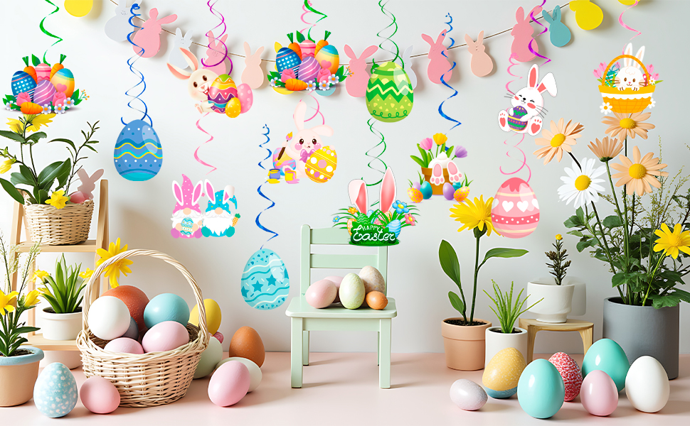 easter bunny hanging swirls