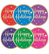 Happy Holiday Stickers Christmas Stickers 120Pcs 2 Inch Self-Adhesive Stickers Gold Foil Design S...
