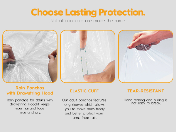 100% Waterproof - Thick 0.035mm PE material blocks rain and wind for reliable protection.