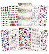 2442PCS Gem Stickers for Kids – Self Adhesive Rhinestone Stickers, Bling Acrylic Heart Stickers a...