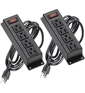 2 Packs Mountable Power Strip with 4 Outlet, Wall Mount Under Desk Power Strip with 10ft Cord, Fl...