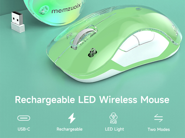wireless mouse/rechargeable mouse/RGB wireless mouse green