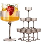 LIYH 20 Pcs Plastic Martini Glasses 10 Oz Clear Black Disposable Martini Glasses Cocktail Coupe P...