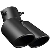 Pniwuno Dual Exhaust Tip, 2.5" Inlet Stainless Steel Curved Muffler Tail Pipe, Bolt-on Bevel Port...