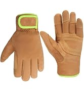 KKOYING Winter Leather Work Gloves, Warm Insulated Work Gloves, Soft Leather Gloves for Cold Weather