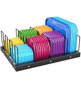 KORRTFID Metal Container Lid Organizer Rack,Adjustable 5 Dividers Storage Container Lid Holder Ra...