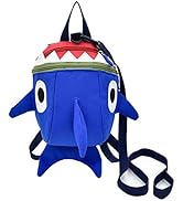 Safety Kids Leash Backpack with Harness Leash Shark for Toddlers Boys Girls-Blue