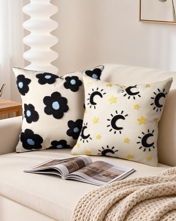 Kokaaee Embroidered Throw Pillow Covers 18x18 Inch
