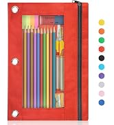 Shemira Pencil Pouch for 3 Ring Binder, Binder Pencil Pouch with Smooth Zipper, Clear Window Penc...