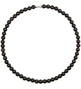 vv8oo Bianstone Necklace Black Stone Beads Round Amulet for Men Women (6)