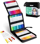 Ohuhu Markers Paper-friendly No Peeling Water-based 60 Colors Dual Brush Fineliner Tips Markers f...