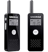 SINORISE Mini Walkie Talkies, Two Way Radio with Earpiece & Mic Set Headsets for Restaurants, Spo...