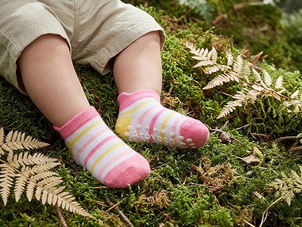 striped socks with grips