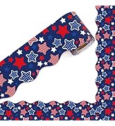 Whaline 32.8ft Patriotic Bulletin Board Borders Red Blue Star Die-Cut Bulletin Board Stripes Star...