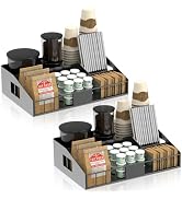 LWSFF Metal Coffee Station Organizer for Countertop, 2-Pcs Coffee Bar Organizer with Designable D...