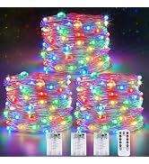 3 Pack Fairy Lights Battery Operated with Remote Twinkle Lights Multicolor | Each 80 LED 26FT, Wa...