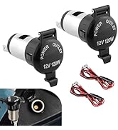 Polcatay 2 Set Cigarette Lighter Socket, DC 12 V Female Power Outlet Socket with Cover, Waterproo...