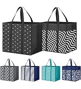 Fabtotes 6 Pack Reusable Grocery Bags 35L Large Capacity Shopping Bags Heavy Duty Reusable Bags f...